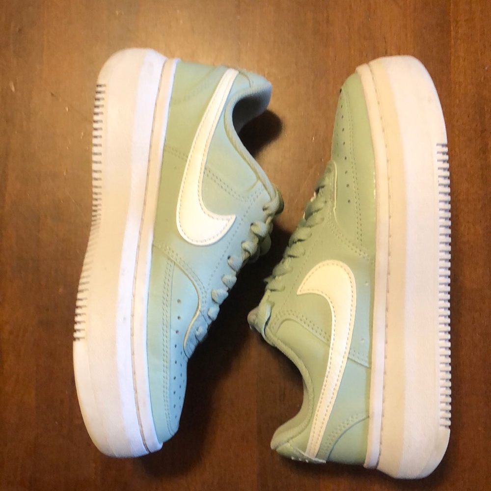 NIKE Court Vision Alta Seafoam Green 6.5 Leather Sneaker
